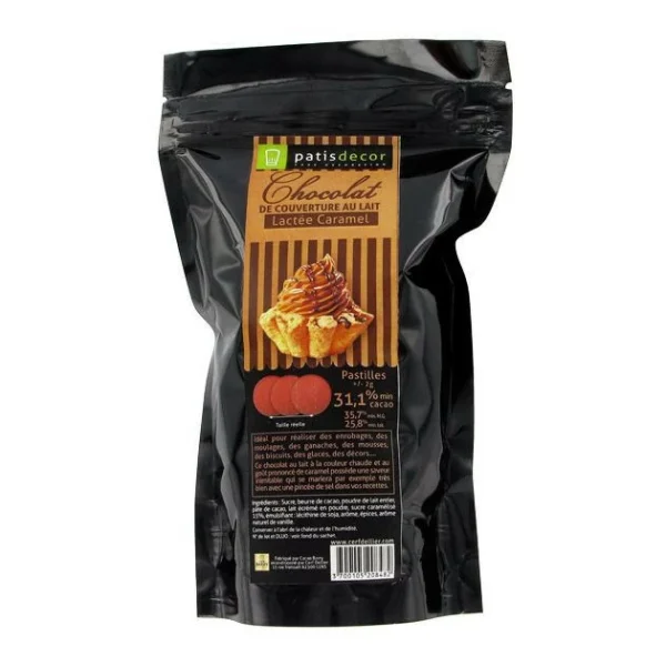 Chocolat au Lait Arôme Caramel 250 g Patisdécor 1