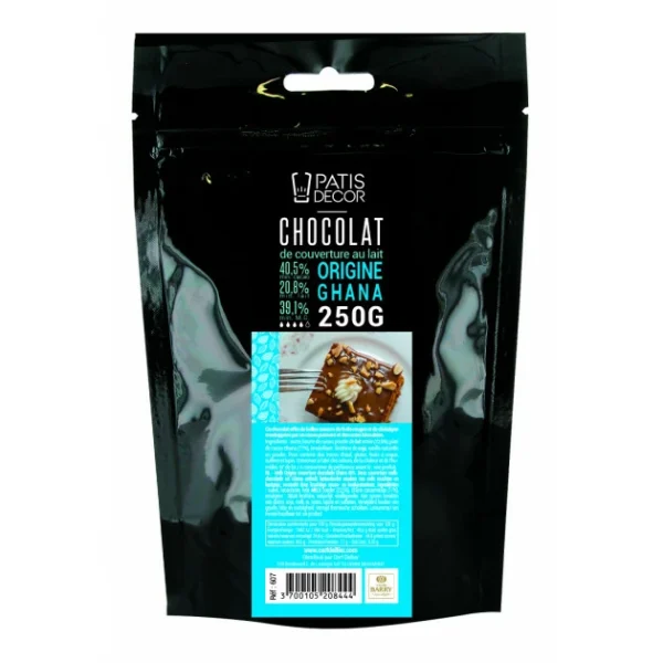 Chocolat au Lait Origine Ghana 250 g Patisdécor 1