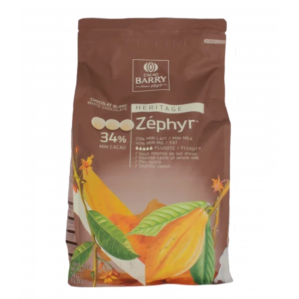 Chocolat Blanc Zephyr 34 % pistoles 5 kg 1