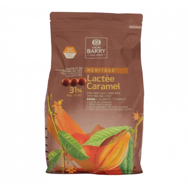 Lactée Caramel, Pistoles Chocolat Couverture 31% 5 kg 1